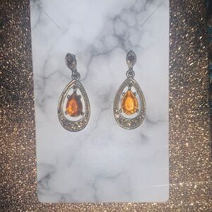 Elegant Citrine Orange Teardrop Earrings